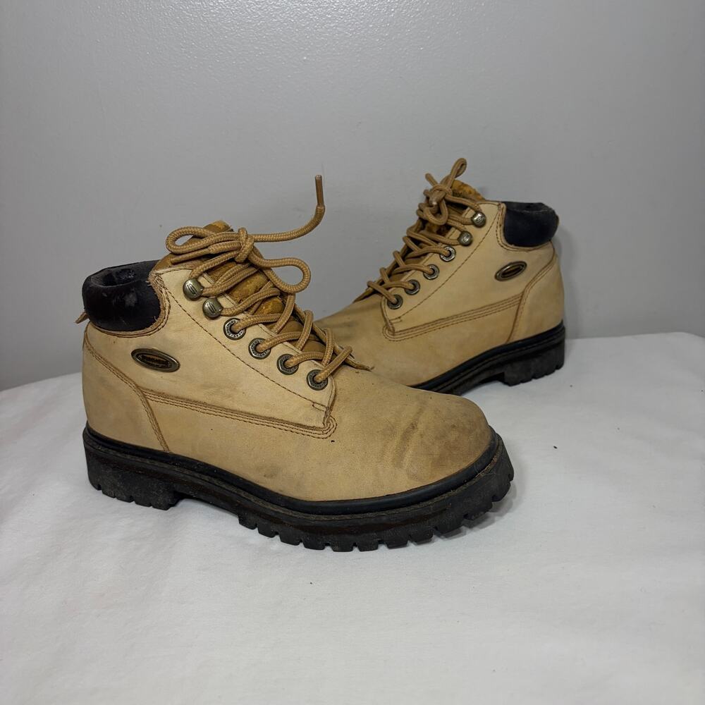 Skechers Boots VTG 90s Tan Leather Lace Up Grunge Workwear Hiking Casual 7.5